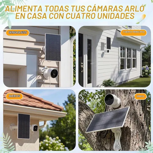 Vista 6 de Paquete de 4 paneles solares compatibles con cámara Google Nest para interiores y exteriores (versión de batería), cargador de energía solar