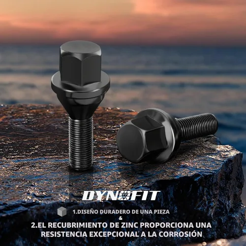 Vista 5 de Dynofit - Tornillos de rueda OEM de 12 x 1.25, 20 piezas ET de 0.748 in hexagonal de 1.102 in compatibles con Jeep Compass 2018-2024 Cherokee Negro