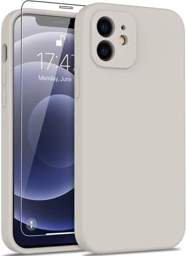 Vista 63 de DEENAKIN Funda de silicona compatible con iPhone 12 con protector de pantalla, mejora la protección de la cámara, funda protectora suave y flexible