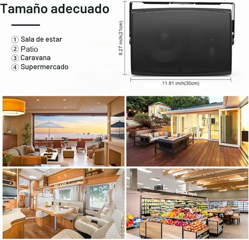 Vista 6 de STUDIOFINIX Altavoces Bluetooth para exteriores de 6.5 pulgadas, 400 W, impermeables, con cable, sistema de altavoces impermeables para montaje