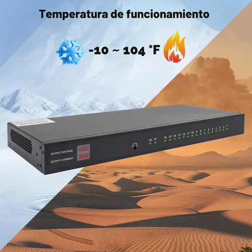 Vista 7 de Fuente de alimentación de montaje en rack de 1U 12V 20A de 18 canales - Salida de CC distribuida de 12 V 3-5 A con fusible de reinicio, cable de CA