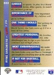 Vista 2 de 1993 Upper Deck On Deck #D22 Ryne Sandberg MLB Baseball Trading Card
