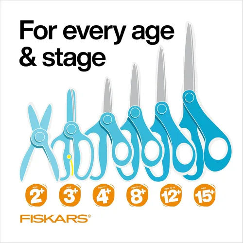 Vista 9 de Fiskars Tijeras de punta roma de 5 pulgadas para niños de 4 a 7 años (paquete de 12), tijeras para niños para la escuela o manualidades, suministros