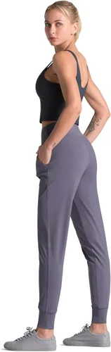 Vista 5 de Dragon Fit - Pantalones deportivos para mujer, con bolsillos y tiro alto, para yoga, ejercicios, pantalones cónicos, pantalones de descanso