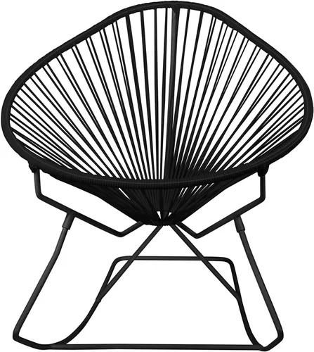 Vista 30 de Innit Designs Acapulco - Silla mecedora con estructura cromada, color turquesa, tejido naranja Verde