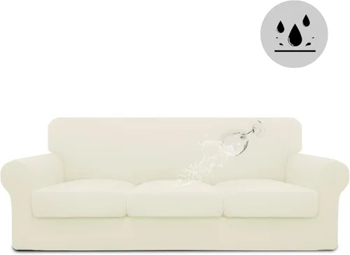 Vista 71 de Easy-Going Funda de sofá 100% impermeable doble de 3 piezas, elástica, suave, para perros, para sofá de 2 cojines separados, protector de muebles a