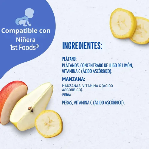 Vista 8 de Gerber Mi primer kit de frutas, puré de plátano, pera y manzana, tarros de 2 onzas, paquete de 2 (set de 6) Kit de inicio de etapa 1 puré