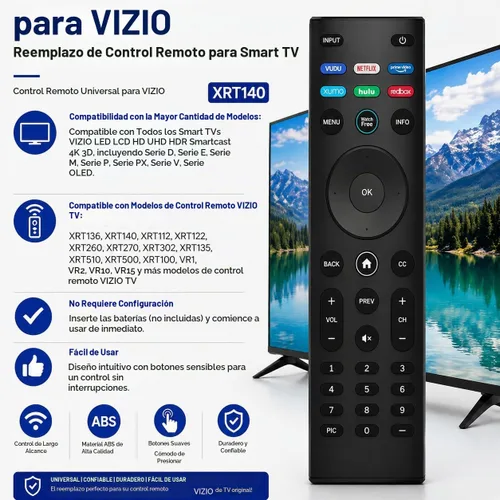 Vista 3 de Reemplazo universal de control remoto VIZIO - D, M, P, V Series LED LCD HD 4K UHD HDR Smart TV