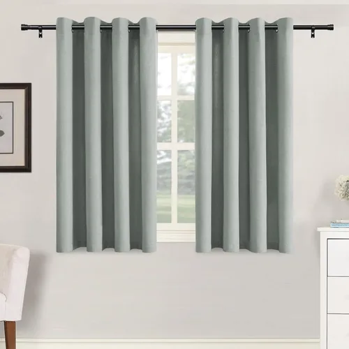 Vista 12 de H.VERSAILTEX Cortinas de cocina texturizadas de lino natural con ojales de 45 pulgadas de largo, lino sintético grueso para oscurecer la habitación