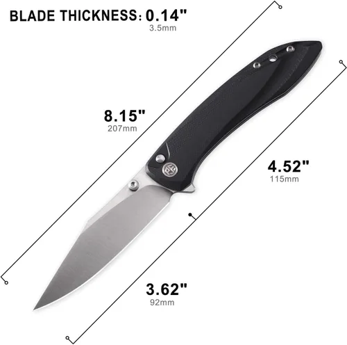 Vista 3 de Petrified fish PFE08 - Cuchillo plegable de crecimiento, hoja de satén K110 de 3.62 pulgadas, cuchillo de bolsillo con bloqueo de botón de mango G10