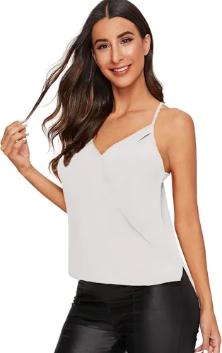 Vista 6 de SheIn - Camiseta envolvente con diseño retorcido en la parte delantera para mujer, camiseta sin mangas y tirantes delgados