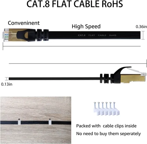Vista 3 de Cable Ethernet Cat 7, Cable LAN de red de Internet para PS4, Xbox, router, módem, juego plano blindado de 10 Gigabit RJ45, para conexión a