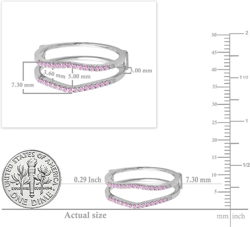 Vista 2 de Dazzlingrock Collection Round Gemstone or Diamond Wedding Enhancer Guard Ring for Women in 14K Solid White Gold