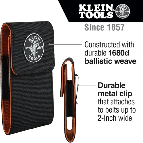 Vista 2 de Klein Tools 55474 - Soporte para teléfono, XXL, compatible con iPhone, Google, LG, teléfonos Samsung, con cierre magnético y clip para cinturón