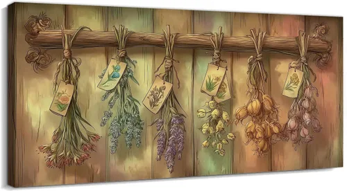 Vista 15 de TIMUBA Decoración de pared de cocina de granja, arte de pared de cocina con texto en inglés "Bless This Home and All Who Enter Kitchen Blessing