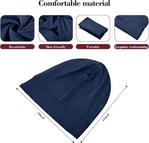 Vista 37 de 4 Pieces Satin Lined Beanie Cap Satin Sleep Lined Hat Slouchy Beanie Hat Night Silk Hair Cap for Women Men