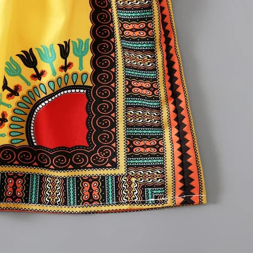 Vista 6 de Noubeau Vestido Dashiki africano para niñas pequeñas, vestido de tirantes con volantes, estilo étnico bohemio, ropa de verano para bebé niña