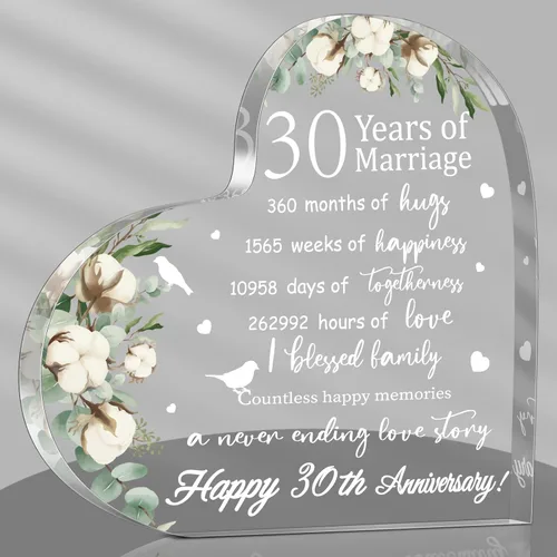Vista 14 de Regalo de boda para ella años de matrimonio, regalo de feliz aniversario para mujer, corazón acrílico, recuerdo de matrimonio para esposa, marido