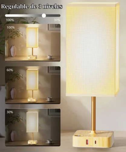 Vista 3 de Lámparas táctiles para mesita de noche para dormitorio con estación