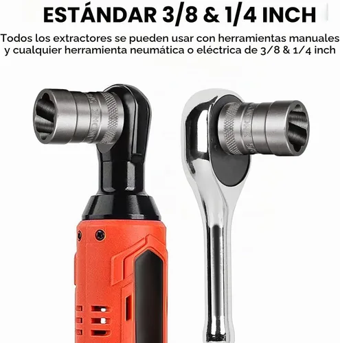 Vista 7 de Kit de extractor de pernos de 32 piezas, juego de extractor de pernos de impacto y tuercas de 1/4" y 3/8" for Damaged, Rusted, Rounded-Off