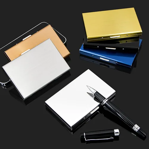Vista 5 de Padike Tarjetero de acero inoxidable para tarjetas de crédito, tarjetero de metal para tarjetas de identificación, carteras RFID, tarjetero