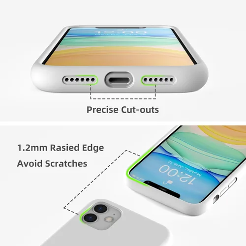 Vista 185 de Funda de silicona líquida compatible con iPhone 12 Pro Max 6.7 pulgadas, funda de gel de protección completa con forro de microfibra, funda