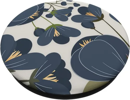 Vista 2 de Bonito estampado botánico floral azul marino PopSockets adhesivo PopGrip