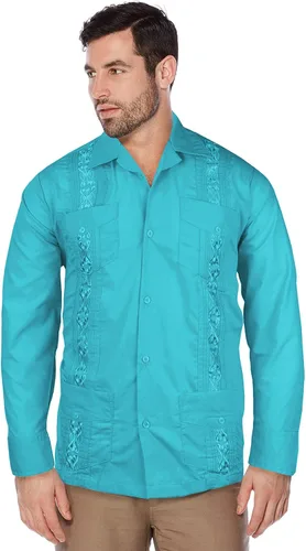 Vista 7 de Guayabera - Camisa de vestir casual con botones y manga larga para hombre