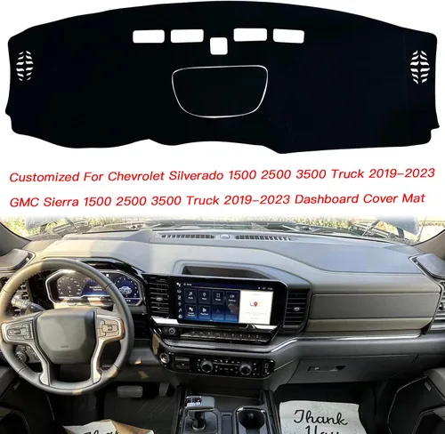 Vista 3 de Funda para salpicadero personalizada para consola central interior compatible con Chevrolet Silverado/GMC Sierra 1500 2500 3500 camiones 2019-2023