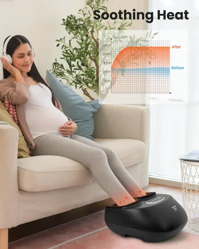 Vista 3 de Snailax - Máquina masajeadora de pies Shiatsu con calor relajante, amasado profundo, compresión de aire, mejora la circulación sanguínea