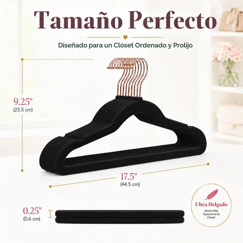 Vista 8 de Smartor Paquete de 50 perchas de terciopelo antideslizantes con gancho de oro rosa, perchas de terciopelo resistente para ropa de adultos, abrigos