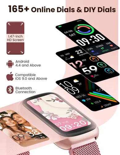 Vista 7 de 1.47 "relojes inteligentes para las mujeres ritmo cardíaco sueño 24