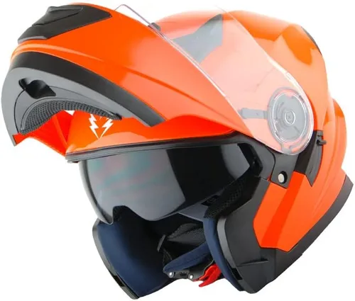 Vista 10 de 1Storm Nuevo Casco Modular de Motocicleta con Visera Dual Cara Completa y Luz Trasera LED Recargable: Modular901 Fibra de Carbon Negro