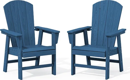 Vista 21 de SERWALL Juego de sillas de comedor Adirondack para exterior, conjunto de 2, sillas de patio de HDPE resistentes a todo clima, color negro
