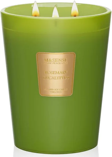 Vista 14 de M&SENSE - Vela de cera de soja natural aromática de 35 onzas, extragrande, 3 mechas, 150 horas, larga duración, combustión lenta, para decoración