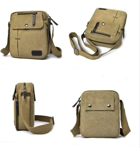 Vista 2 de Bolso bandolera pequeño multiusos de lona para hombre, bolso cruzado casual, bolso de hombro cruzado, bolso organizador de viaje