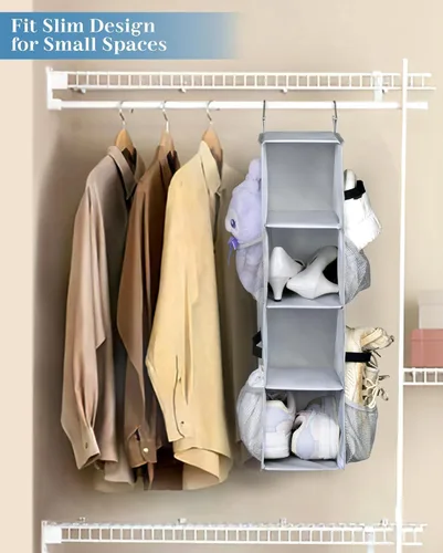Vista 7 de SLEEPING LAMB Organizador de zapatos para armario con 8 bolsillos grandes y profundos y organizador de zapatos corto para colgar en el armario