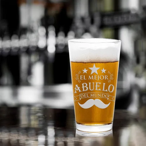Vista 5 de El Mejor Abuelo Del Mundo - Vaso de cerveza de pinta, brújula de carácter, regalo de Abuelo, regalo para padre, regalos españoles, feliz día