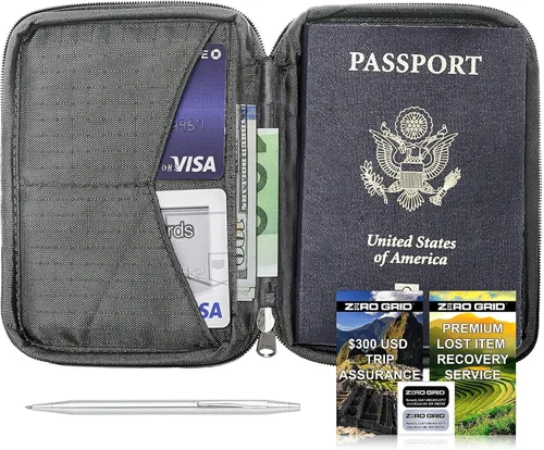 Vista 2 de Zero Grid Passport Wallet - Travel Document Holder wRFID Blocking