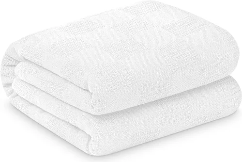 Vista 10 de Linteum Textile - Manta térmica de hospital de 66 x 90 pulgadas, 100 % algodón, transpirable, suave y acogedora, con diseño de célula abierta