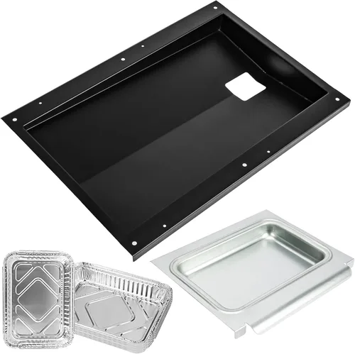Vista 11 de Uniflasy Bandeja de Grasa con Bandeja Colectora y Forro de Papel Aluminio Universal Compatible con Nexgrill, Dynaglo, Cuisinart, Charbroil, Kenmore