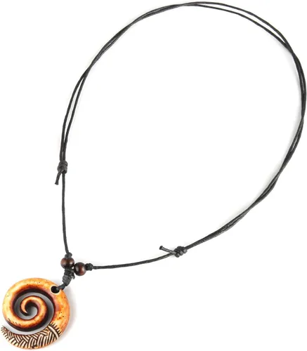 Vista 4 de STWTR Collar con colgante para hombres y mujeres, estilo tribal, antiguo, grabado en espiral, espiral, gancho, collar con colgante
