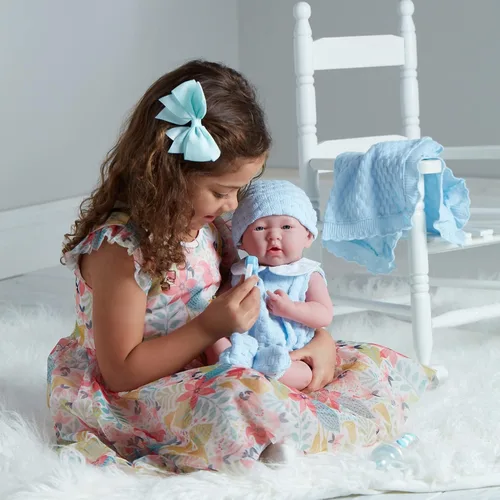 Vista 8 de Muñeca de bebé anatómicamente correcta de niño real Muñeca de bebé de 15" totalmente de vinilo JC Toys - La Newborn Fabricada en España Azul