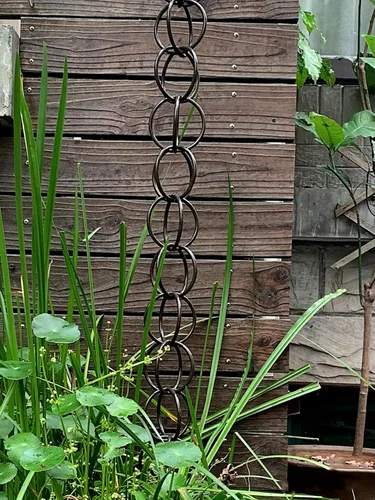 Vista 5 de Rain Chain Rain Chain Link Chain Reducer, Rainwater Chain Replacement Downspout for Gutters, Functional and Decorative Ring Rainwater Link Style1