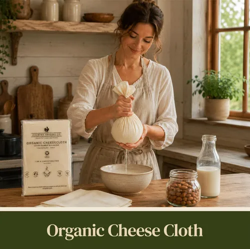 Vista 3 de Estopilla de algodón orgánico sin blanquear – Paño colador de muselina reutilizable con dobladillo certificado GOTS para cocinar y cocina, 2