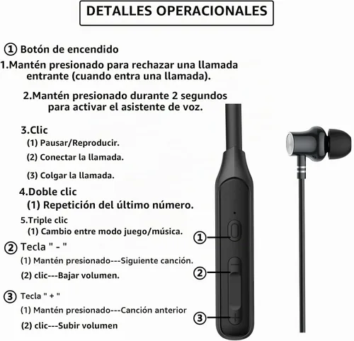 Vista 3 de LANDIBO Audífonos inalámbricos con banda para el cuello, V5.2 con micrófono, 35 horas de tiempo de reproducción, audífonos Bluetooth con banda