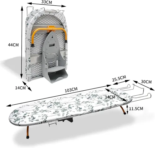 Vista 6 de Tabla de planchar plegable de mesa con soporte de hierro y soporte de hierro, tabla de planchar de metal pequeña portátil que ahorra espacio