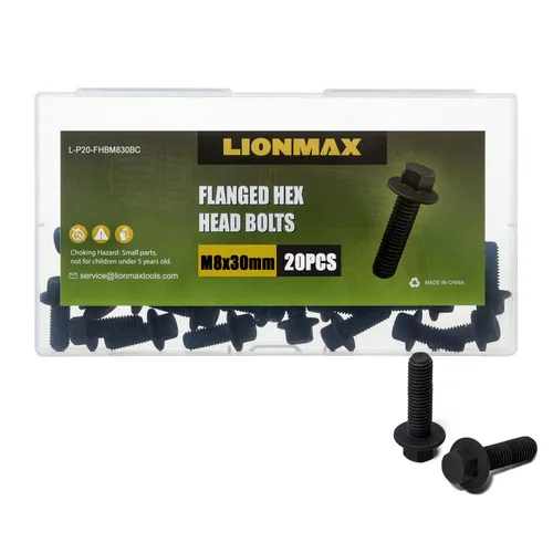 Vista 12 de LIONMAX Pernos de cabeza hexagonal con brida, pernos hexagonales de brida M6 x 0.472 in Roscas completas, acabado de óxido negro, resistencia a