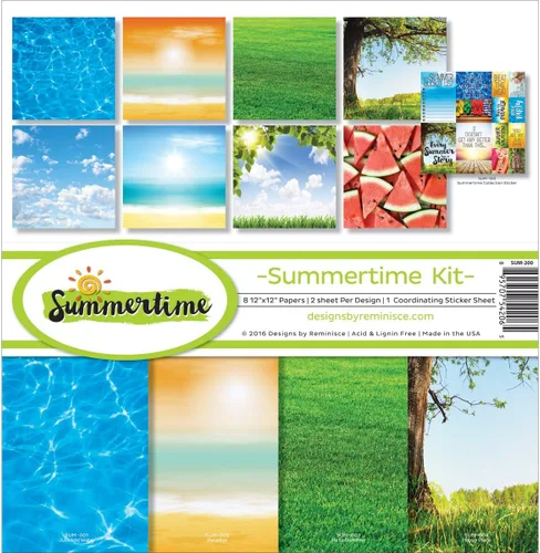 Vista 2 de Reminisce SUM-200 Kit de colección de álbumes de recortes de verano, 12 x 12 pulgadas