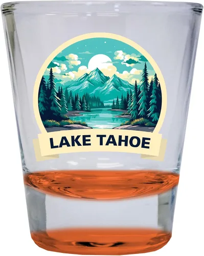 Vista 4 de Lake Tahoe California Design A Souvenir - Vaso de chupito redondo de 1.5 onzas, color azul Azul Individual
